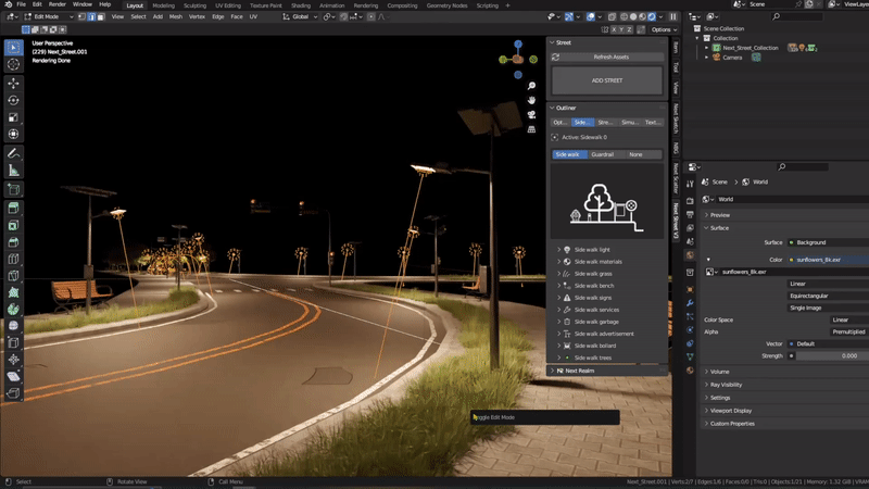 Next Street v3.3.7c Fro Blender 城市环境街道生成插件