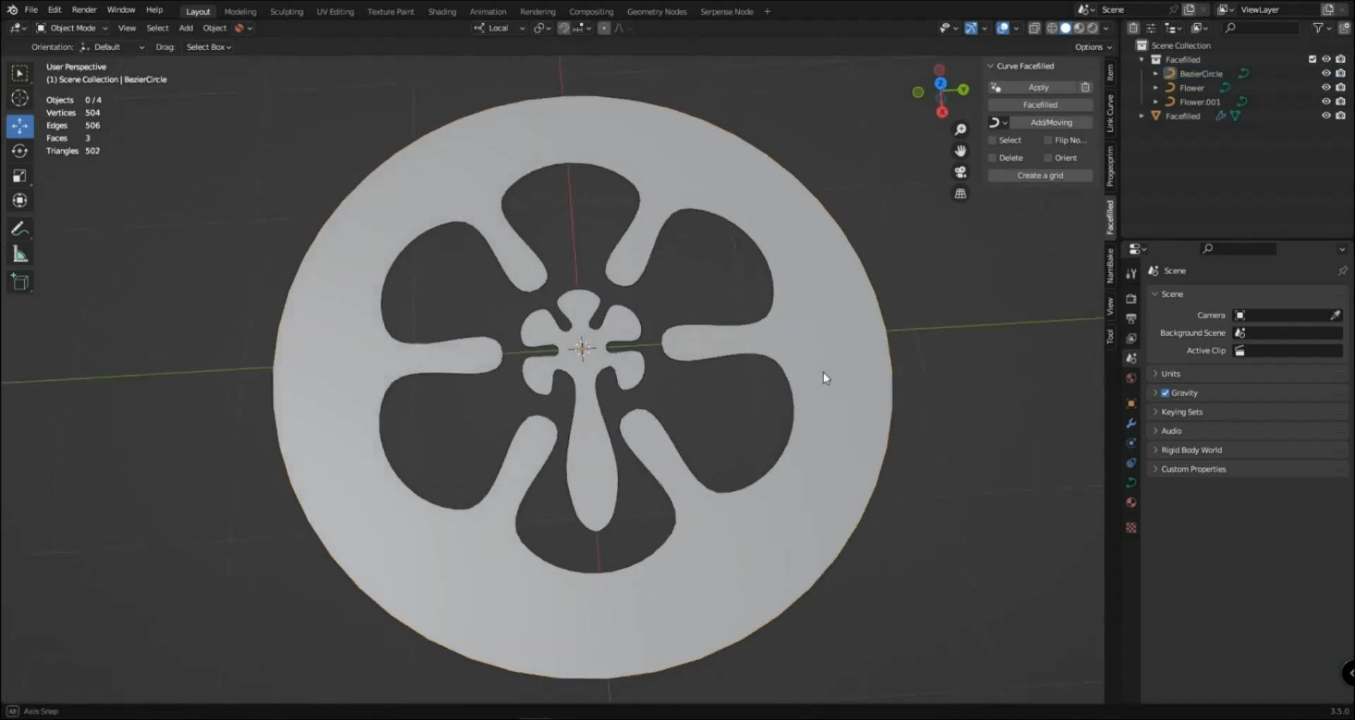 Curve Facefilled V1.1.6 for Blender实时绘制复杂图形曲线插件