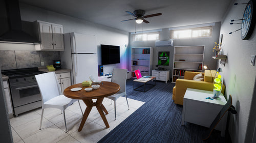 公寓电竞房客厅卧室场景 bledner模型 Apartment Interiors